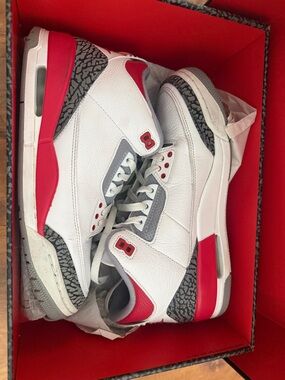 Nike Air Jordan 3 Retro White Red Fire Red Low Top Sneaker DN3707-160